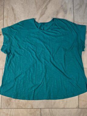 Lane Bryant 18/20 Green Tee Loose Fit Cap Sleeve Plus Size Top